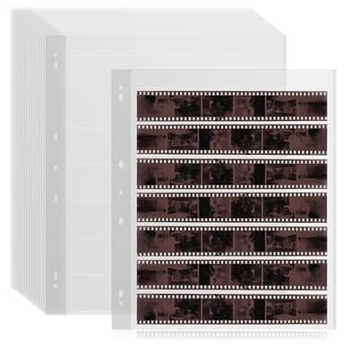 50 Pcs 35mm Film Negative Sleeves Film Negative Storage Album 35mm Size Negative Pages Holds Seven Strips of Six Frames Help You Collect and Organize Film
