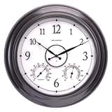AcuRite 75133M LED Illuminated Outdoor Clock with Temperature and Humidity, 24", Black