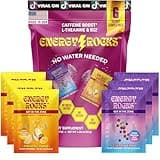 Energy Rocks No-Water Energy Boost - 100mg Caffeine + L Theanine + B12 | Instant Pre-Workout | Zero Mixing Required | Travel-Friendly Energy Sachets (12 Pack, Mixed Flavors)