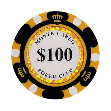 Clay Poker Chips 14 Gram Monte Carlo-Pack of 50 Chips ($100 Black)