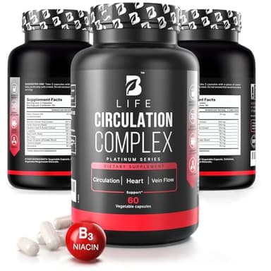 Circulation Support Supplement for Vein & Artery Health | Vascular Support with L-Arginine, Horse Chestnut & Butcher’s Broom | Promotes Healthy Leg Circulation & Vein Function | 60 Capsules