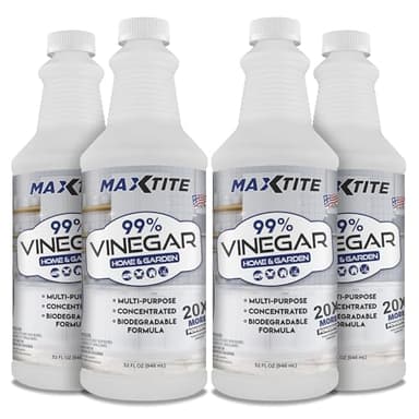 Maximum Strength 99% Vinegar for Home & Garden Cleaning (4 Pack of 32 oz Bottles) - 100% Natural Cleaning Solution