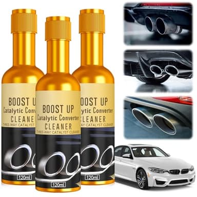 hepanio 3Pcs Catalytic Converter Cleaner,Catalytic Converter Cleaner Kit,Auto Parts Engine,Exhaust System Pipe Carbon Removal Cleaner Treatment Additive Oil,Fuel System Treatment Oil Additive
