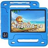 EDDBNi Kids Tablet Android 14 Tablet 10 inch Kids Tablets with Case Quad Core 64GB Dual Camera Parental Controls 2.4G WiFi Educational Tablets(Blue)
