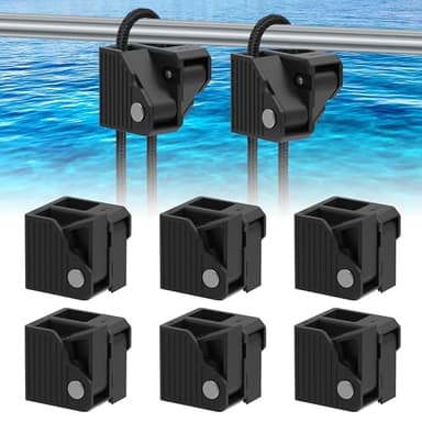 Gocozer Boat Fender Clips 6 Pack, Adjustable Durable Pontoon Boat Bumper Clips Dock Bumper Buoy Hanger Holder, Easy to Install Quick Release Lock Fit for Any Boat Pontoon Rail