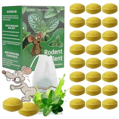 Mouse Rodent Repellent, 24 Pack Peppermint Lemon Oil Mice Repellent for Squirrel Rats Spider Pests, Natural Deterrent for Kitchen, Warehouse, Car, Indoor, Outdoor, Safe for Pets & Family