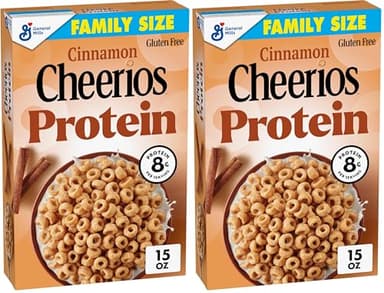 Cheerios Protein Cereal,Cinnamon,8g Protein,Family Size,15 oz,(Pack of 2)