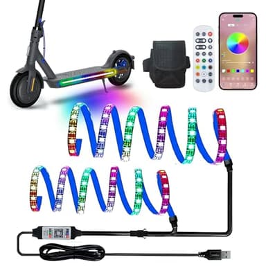 StoneBanks 4FT Led Lights for Scooter Night Riding, 60LED Remote & APP Controlled Colorful RGB Riding Lights with Battery Box for Electric Scooter Skateboard Longboard