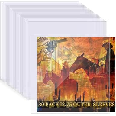 30 Pack 4 Mil Thick Vinyl Sleeves, 12.75" X 12.75" Vinyl Record Sleeve Clear Plastic, Outer Sleeve Record Protector for Storing Single and Double LP Albums, Record Sleeves Protection from Scratches