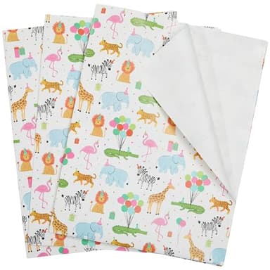 The Gift Wrap Company 58-189227 Party Animals Flat Gift Wrapping Paper Sheet Set, 30" x 23", Multicolor, 3 Pieces