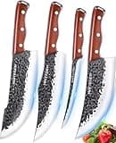 Naitesen 4PCS Butcher Knife and Kitchen Knife Set, Hand Forged Very Sharp for Meat Cutting Cooking BBQ Gifts for Men Women