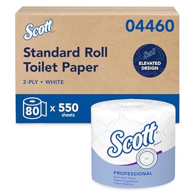 Scott Professional Standard Roll Toilet Paper, Bulk (04460), 2-Ply, Elevated Design, White, Individually Wrapped (80 Rolls of 550 Sheets, 44,000 Sheet Total)