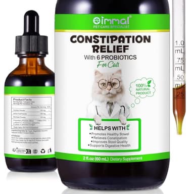 Cat Constipation Relief 2 fl oz, 100% Natural Cat Laxative with 6 Probiotics for Cats Constipation, Promotes Digestive Health, Laxative Constipation Relief, Cats Stool Softener