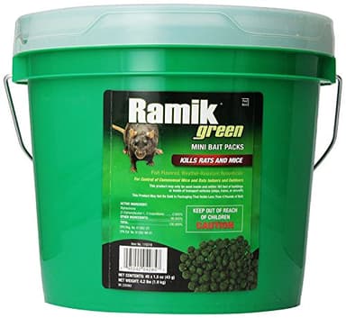 Neogen RODENTICIDE 45-Pack Ramik Rat and Mouse Bait Pail, Green, 4.2 LB, (04285)