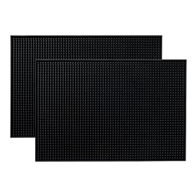 BARsics PVC Bar Service Mat for Cocktail Bartender 18x12 inches (Black 2-Pack)