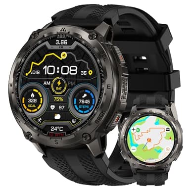 KOSPET Tank T4 Smart Watch for Men, Full Stainless Steel, 6 Satellite GPS & Offline Maps, 100M Waterproof 45m Freediving, 50-Day Battery, Bluetooth Calls, 24/7 Heart Rate/Sleep Monitor