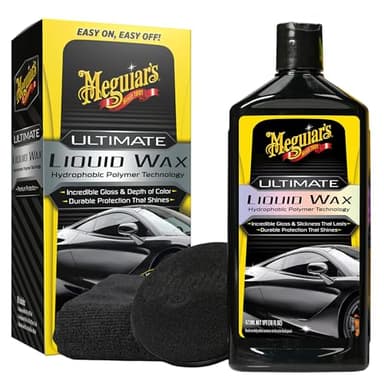 Meguiar's Ultimate Liquid Wax, Improved Liquid Car Wax Formula for Durable Protection that Shines, Premium Towel and Applicator Pad Car Accessories Included, 16 Oz Bottle