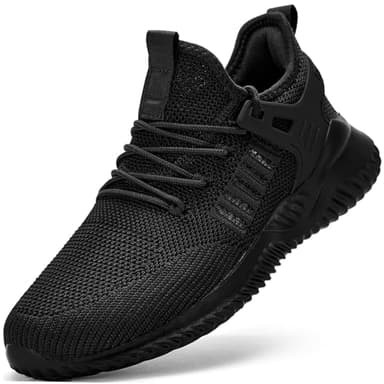 SDolphin Mens Sneakers Tennis Shoes - Slip on Anti-skid Athletic Walking Road Running Memory Foam Comfortable Shoes for Workout Gym Jogging Sport Work All Black Size 13