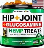 Hemp Hip and Joint Supplement for Dogs - Glucosamine for Dogs - 170 Joint Pain Relief Treats - Chondroitin, MSM, Hemp Oil - Advanced Health Supplement - Mobility Support Chews - Made in USA