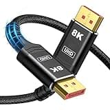 Capshi 8K 4K DisplayPort Cable 1.4, 10FT DP Cable [VESA Certified, 8K@60Hz, 4K@144Hz, 2K@240Hz/165Hz/144Hz], Bradied 32.4Gbps High Speed Display Port Cable for Gaming Monitor, HDR/HDCP/FreeSync/G-Sync