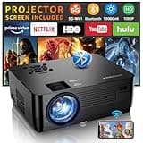 Projector with 5G WiFi and Bluetooth, Native 1080P Projector[Projector Screen Included], Full HD 18000LM Movie Projector, 300" Display Support 4k Home Theater, Compatible with Phone/Laptop/TV Stick
