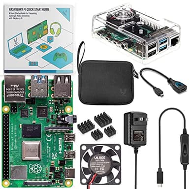 Vilros Basic Starter Kit for Raspberry Pi 4 with Fan Cooled ABS Case-Includes Raspberry Pi 4 Board and 7 Accessories (4GB, Clear Transparent Case)