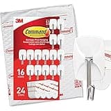 Command Small Wire Toggle Hooks, 16 Hooks and 24 Command Strips, Damage Free Hanging Wall Hooks with Adhesive Strips, No Tools Adhesive Hooks for Hanging, Organization and Storage, Holds up to 0.5 lb