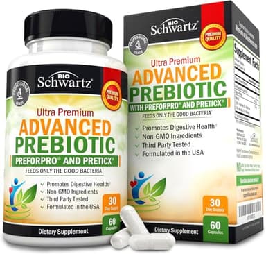 Advanced Prebiotics for Digestive Health - Fast Acting Gut Health Supplement with Clinically Validated Prebiotics for Women & Men for Healthy Gut Flora Bloating & Immune Support - 1 Month Supply