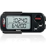 3DTriSport Walking 3D Pedometer with Clip and Strap, Free eBook | 30 Days Memory, Accurate Step Counter, Walking Distance Miles/Km, Calorie Counter (Stealth Black, 3" L x 1.3" W x 0.4" H)