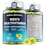 Methylated Multivitamin for Men Gummies, BCAA Amino Acids, Zinc, Vitamin A C D3 E K2 B6 B12 Biotin Calcium, Magnesium, Lycopene, Digestive Enzymes - Energy Muscle Immunity - Sugar Free, Vegan, 60 Cts