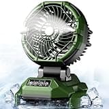 Veubew Portable Misting Fan,30000mAh Rechargeable Battery Powered,4 Strong Winds&4 Spray Mister,Floor Cooling Fan for Outdoor,Camping,Patios,Adjustable Base for 10-13in Bucket(No Bucket Included)