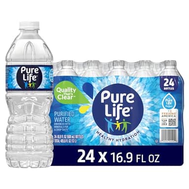 Pure Life Purified Water Bottles, 24 Pack - Still Bottled Water Enhanced with Minerals for a Crisp Taste, Plastic Bottles - 16.9 Fl Oz