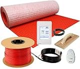 LuxHeat 25sqft Electric Radiant Floor Heating System - 120v Under Floor Heating System Includes UDG4 Programmable Thermostat w/GFCI, Heater Cable, Tile Uncoupling Membrane, Flooring Sensor & Alarm