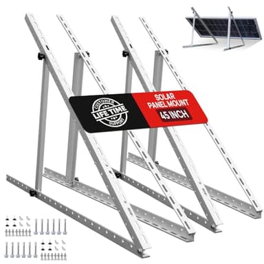 ECO-WORTHY 2 Sets 45inch Solar Panel Mount Brackets Adjustable Tilt Mount Brackets, Suitable for 2-4pcs 100 200 300 400 Watt Solar Panel for Roof, RV, Boat, and Off-Grid