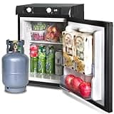 SMETA Propane Refrigerator, 12v Fridge 1.8 Cu. Ft Gas Fridge 3 Way Compact without Freezer Gas/12V/110V LPG for RV Truck Outdoor Camping Off Grid Caravan Motorhome Cabin Fridge, Black
