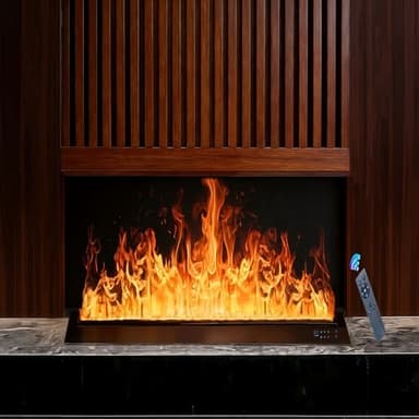 Water Vapor Fireplace Atomized Fake Fire, Recessed Electric Fireplace Humidifier Touchable Atomized Flame Equipped with Remote Control, Adjustable Flame Humidifying Atomization 27 Inch