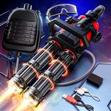 Gatling Electric Water Gun for Adults & Kids, Dual-Barrel, Up to 49FT Most Powerful Automatic Squirt Gun with LED Water-Sensor, Large Water Tank & Battery, Outdoor Toy, Summer Toys for Parties