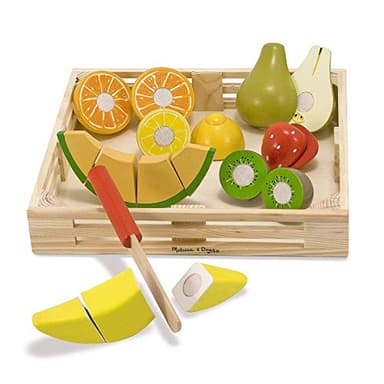 Melissa & Doug Wooden Cutting Fruit Toy Food Set & Pretend Play Kitchen Accessories, Preschool Learning Toys for Girls & Boys 3+