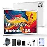 2025 Latest Tablet Android 13 Tablets 10 Inch, Tablet 128GB ROM+16GB RAM (8+8 Virtual), 2 In 1 Tablet with keyboard, Powerful Octa-Core+13MP Camera, 1TB TF Expandable, FHD IPS Display WiFi Tablet PC