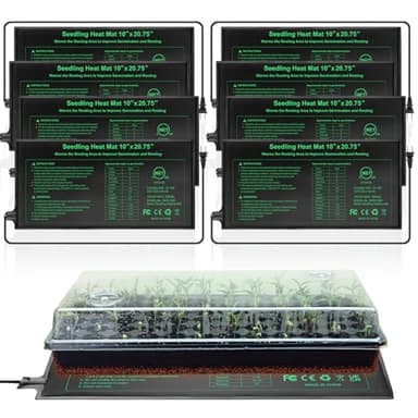 HYDGOOHO Seedling Heat Mat 8 Pack, 10" x 20.75" MET-Certified Warm Hydroponic Heating Pad, Waterproof Warm Hydroponic Plant Heating Mat for Germination, Greenhouse Grow Seed Starter
