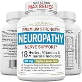 Neuropathy Support Nerve Supplement with 600 mg Pure Alpha Lipoic Acid - Maximum Strength Formula, Fortify Nerves in Fingers, Hands, Toes, & Feet - Best Peripheral Relief Support - 120 Capsules