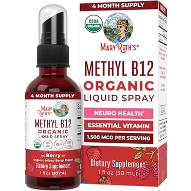 MaryRuth Organics Methyl B12 Spray | 1,500 mcg B12 Per Serving | Methylcobalamin | Energy Metabolism | Nervous System Support | Neuro Health | Vegan | Gluten Free | Sugar Free | 1 Fl Oz