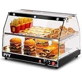PYY Commercial Food Warmer Display - 2-Tier Adjustable Food Warmer with LED Lighting for Pizza, Pastry, Burgers & More, Ideal for Countertop Display