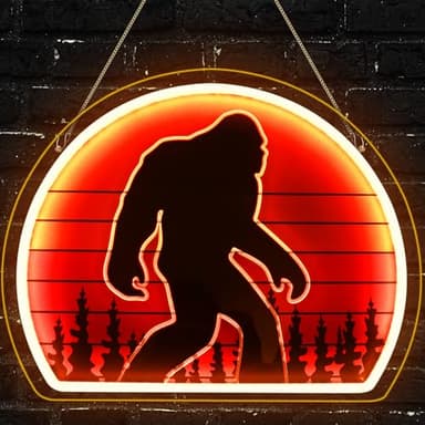 Christmas Gifts for Men Bigfoot Neon Sign, Bright USB Powered Sasquatch Neon Lights Sign and Unique UV Printed Funny Big Foot Sasquatch Gifts for Men Women Adults Kids Bigfoot Lovers Wall Art Decors