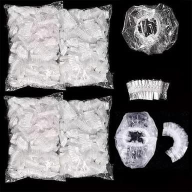 400 Pack Disposable Ear Covers for Shower Waterproof, Ear Shower Caps Hair Dye Ear Protectors for Adults - Clear Elastic Ear Caps for Bathing, Salon, Spa, Travel, Plastic Ear Covers for Showering