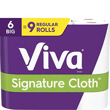 Viva Signature Cloth Choose-A-Sheet Paper Towels, Soft & Strong Paper Towels for Ultimate Clean, White, 6 Big Rolls (Equal to 9 Regular Rolls)