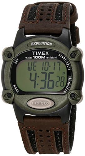 Timex Men's T48042 Expedition Full-Size Digital CAT Brown Nylon/Leather Strap Watch