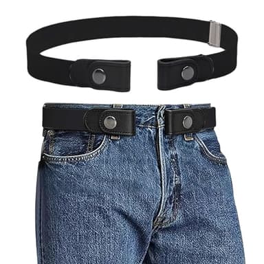 Magic Buckleless Men's Stretch Belts Comfort Revolution Hook Loop Adjustable No Buckle Elastic Belt for Jeans Father 2026 Tactical Work Elastic Military Velcro Side Belt Without Buckle Black