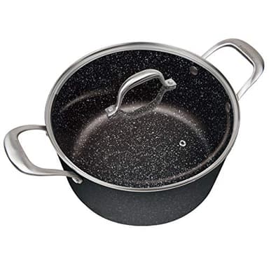 MasterPan 5QT Ultra Non-Stick Cast Aluminum Stock Pot with Glass Lid, 5 Quart, Granite Series