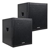 Sound Town METIS Series Pair of 2400 Watts 18" Powered PA/DJ Subwoofer with Class-D Amplifier, Plywood, Black (METIS-PRO18AS-PAIR)